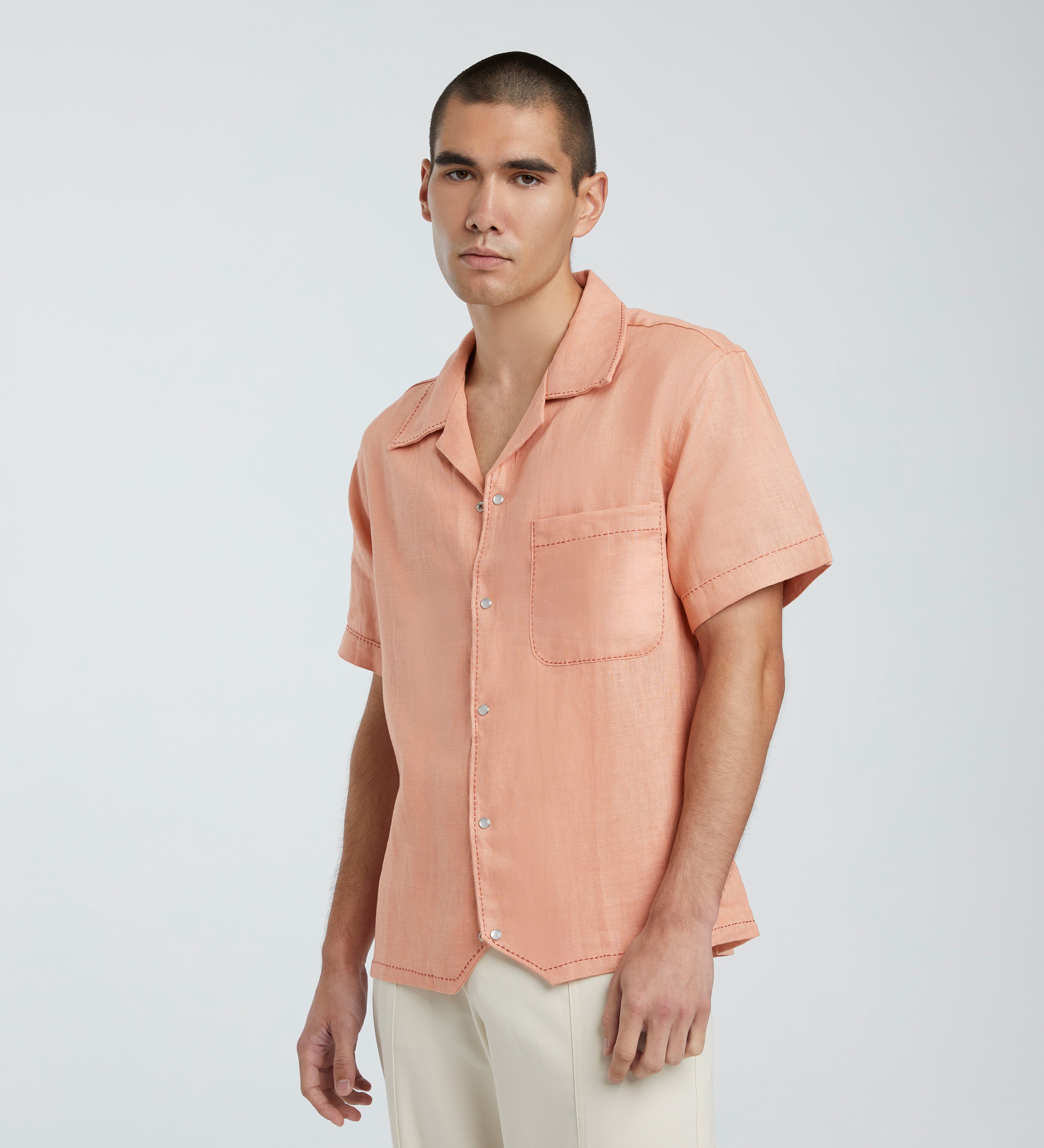 nuterm Double Pockets S/S Shirts ライトサックス Jersey Boy Shirt in Pink – studio innovatus
